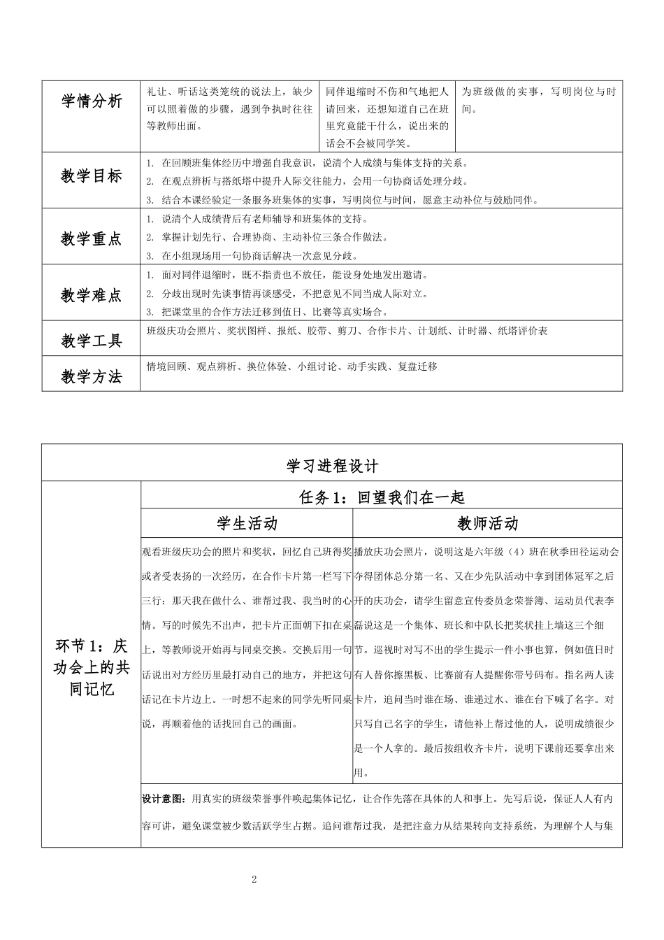 2026秋北师大版心理健康六年级上册第一单元 乐学悦己 结伴成长·第4课 我们在一起（第4课时）分课时教学设计[2012纲要2025修改].docx_第2页