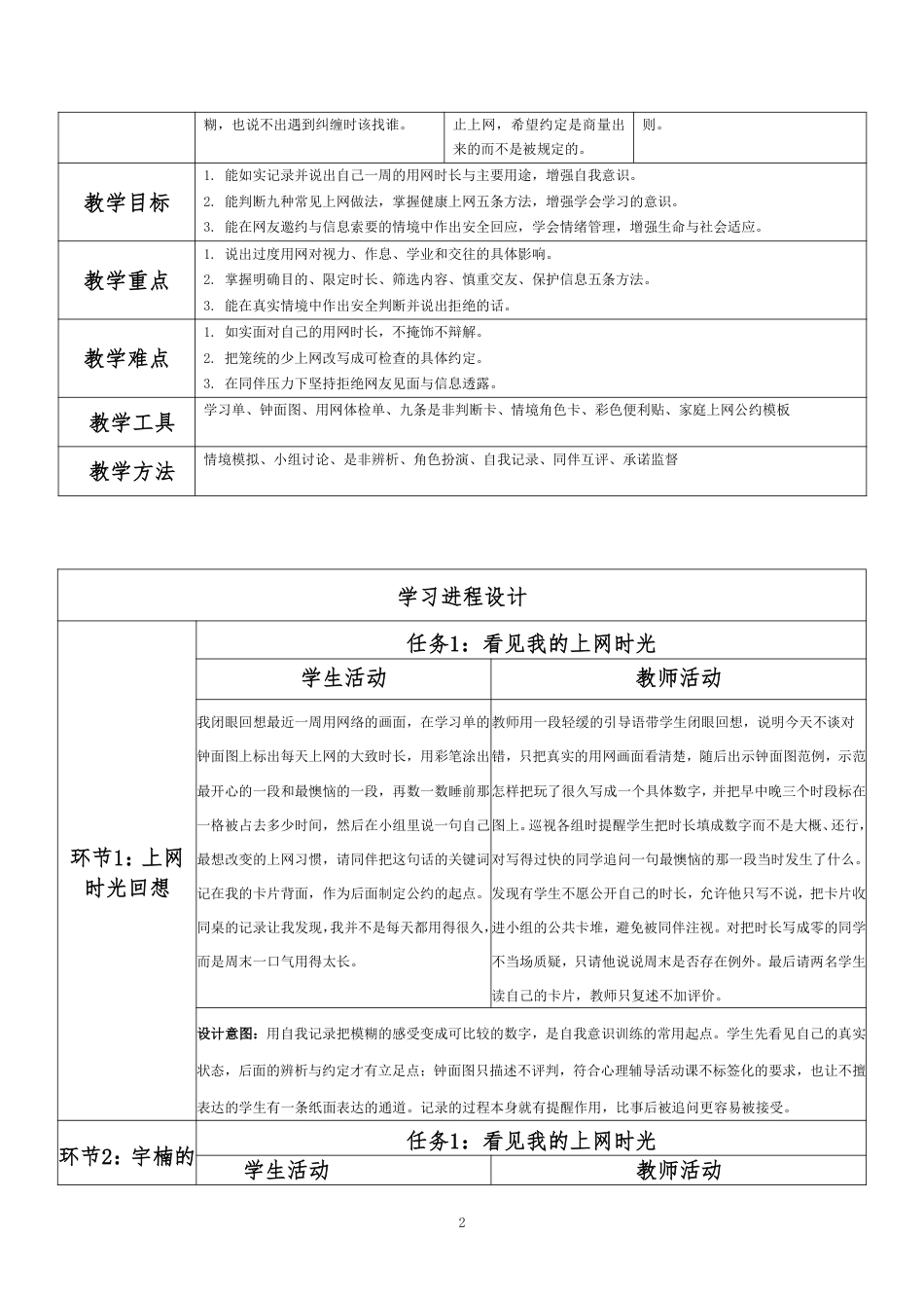 2026秋北师大版心理健康六年级上册第一单元 乐学悦己 结伴成长·第6课 健康上网快乐多（第6课时）分课时教学设计[2012纲要2025修改].pdf_第2页