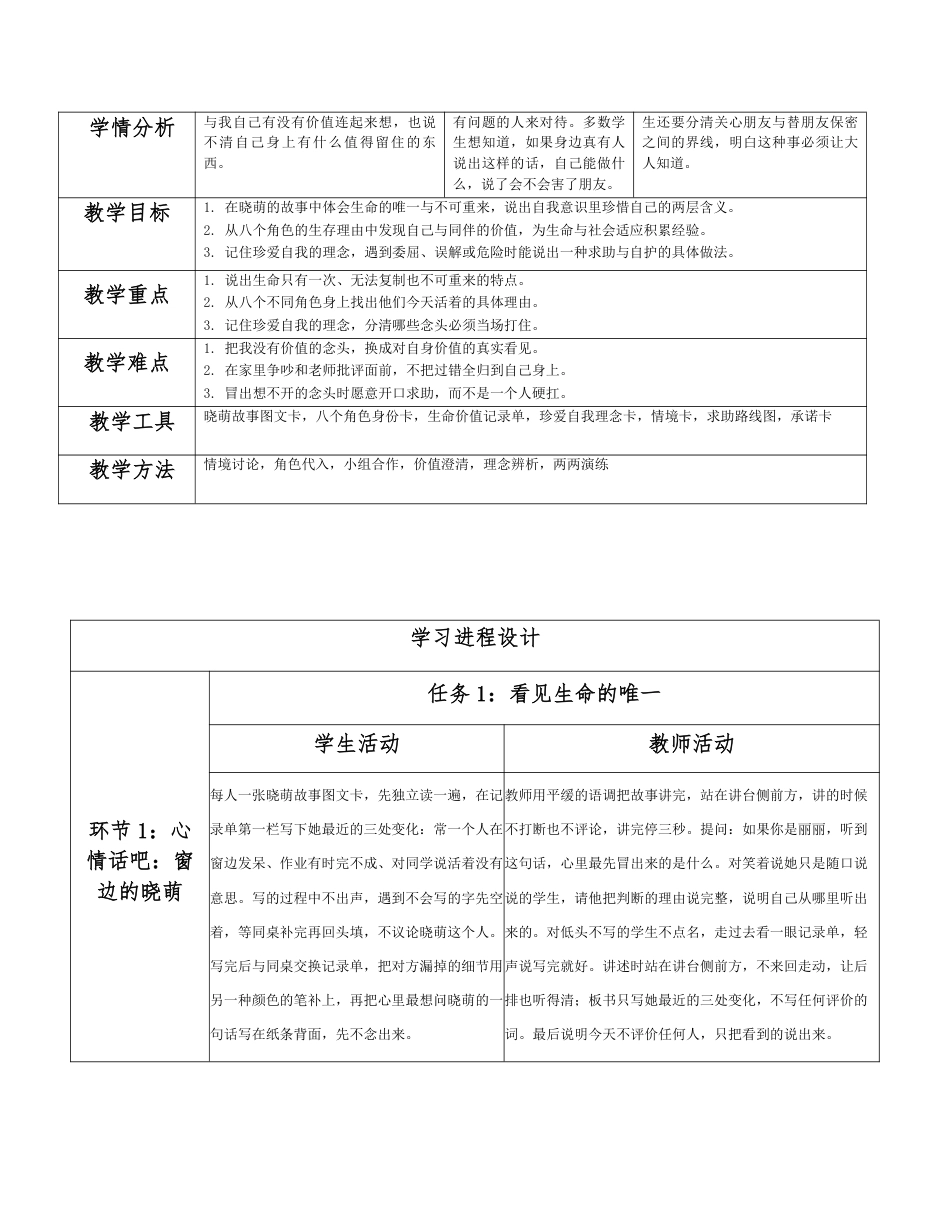 2026春北师大版心理健康六年级下册第三单元 珍爱感恩 从容启航分课时设计（共6课时）.pdf_第2页