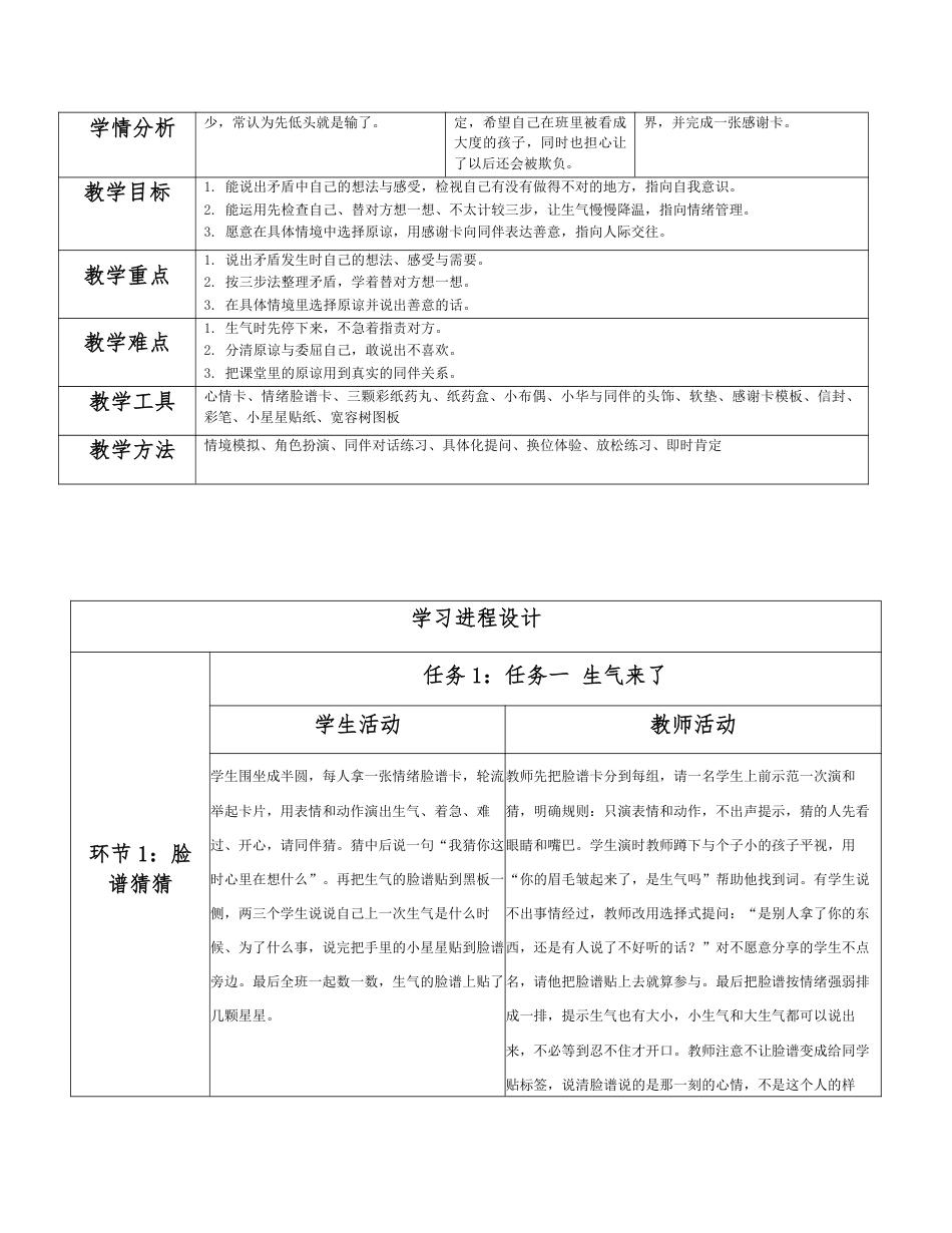 2026春北师大版心理健康一年级下册第一单元 会相处，能担当分课时设计（共6课时）.pdf_第2页