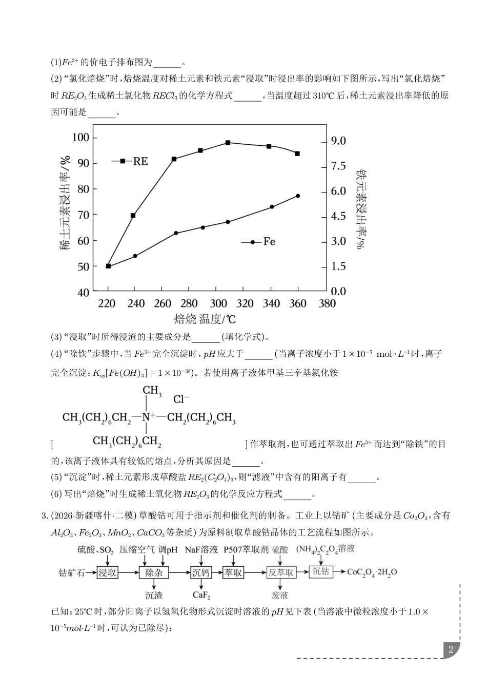 2026年 化学工艺流程综合题（非选择题-+解析）.pdf_第2页