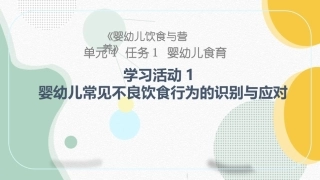 婴幼儿饮食与营养：婴幼儿常见不良饮食行为的识别与应对PPT教学课件.pptx