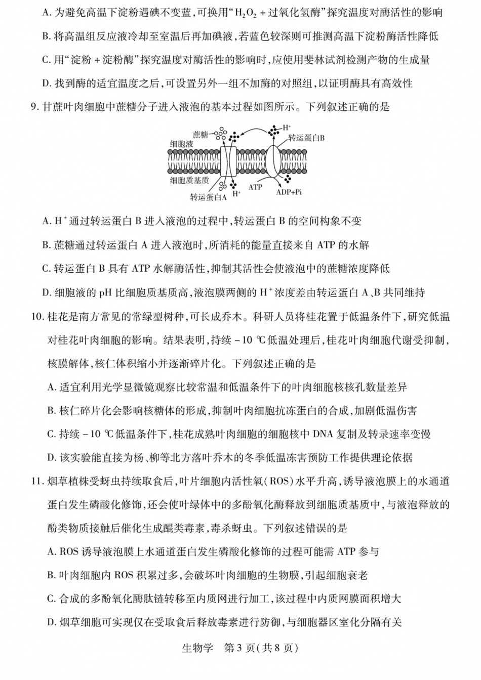 陕西、山西部分学校2027届高三上学期10月联考（生物）试题+答案.pdf_第3页