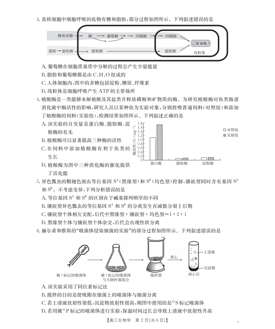 云南省保山市昌宁县2027届高三上学期9月月考（生物）试题+答案.pdf_第2页