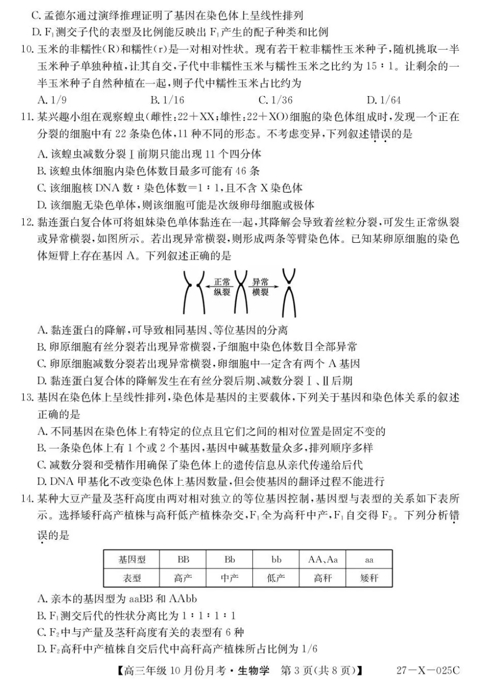 黑龙江龙东十校联盟2026-2027学年高三上学期10月月考（生物）试题+答案.pdf_第3页