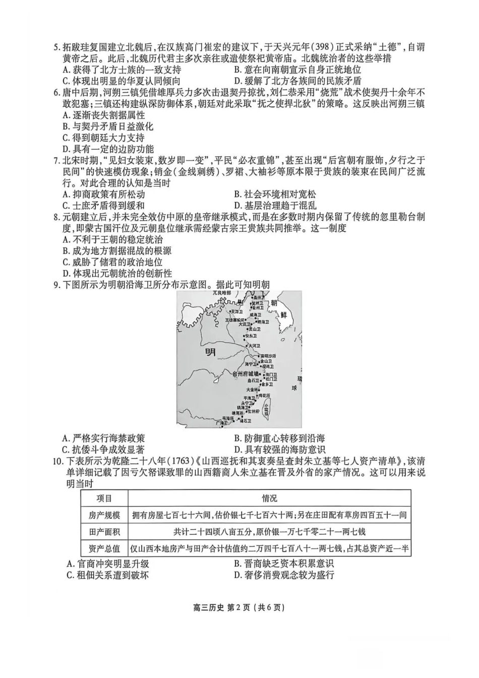 辽宁部分高中2026-2027学年高三上学期10月阶段检测（历史）试题+答案.pdf_第2页