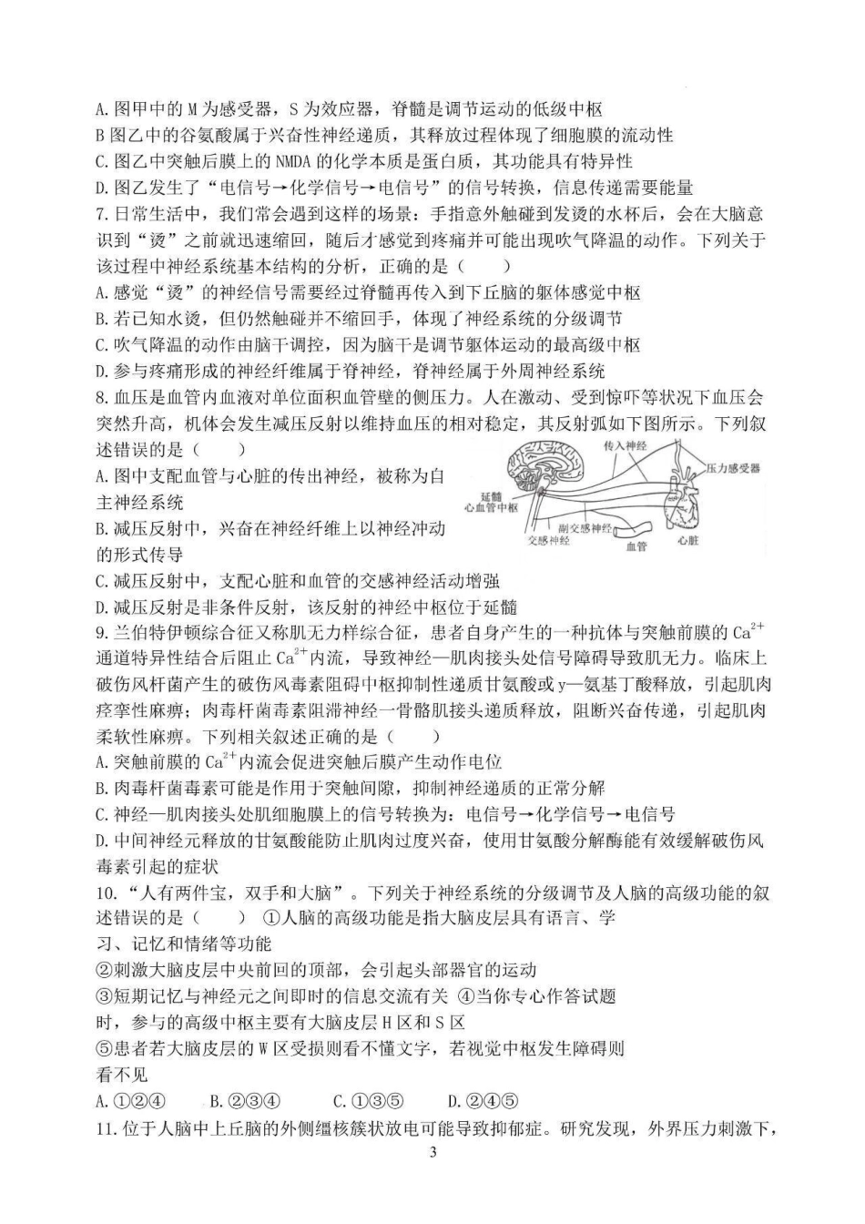 山西大学附中2026-2027学年第一学期高二10月模块诊断【生物】试题+答案.pdf_第3页