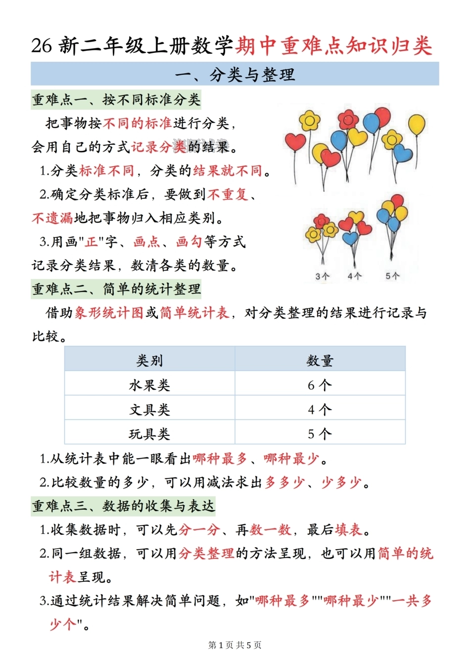 26新二年级上册数学期中重难点知识归类人教版.pdf_第1页