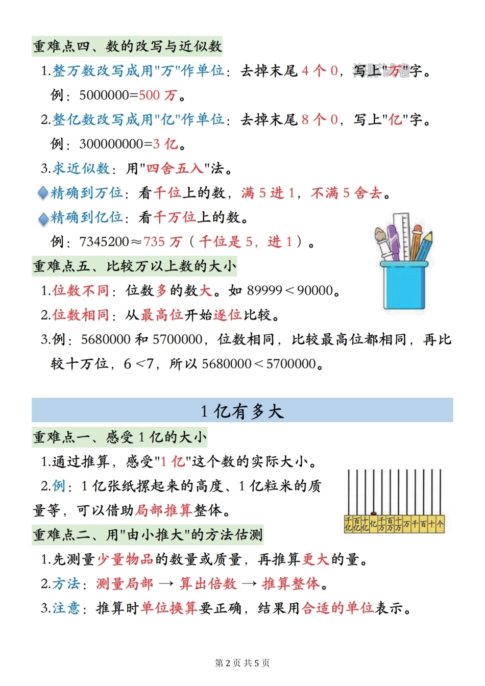 26新四年级上册数学期中重难点知识归类人教版.pdf_第2页