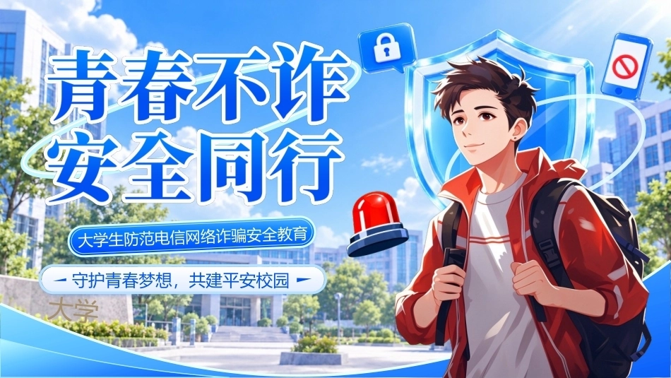 大学生防范电信网络诈骗PPT安全教育主题课件.pptx_第1页