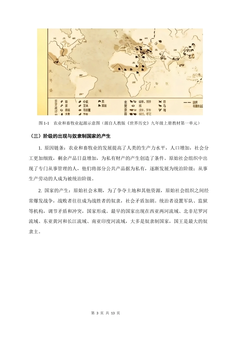 2026秋新教材部编版九年级上册历史第一单元《文明的产生和古代亚非文明》知识点背诵提纲.docx_第3页