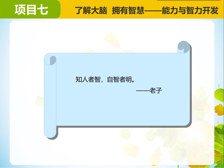 大学生心理健康：了解大脑拥有智慧——能力与智力开发PPT教学课件.pptx_第1页