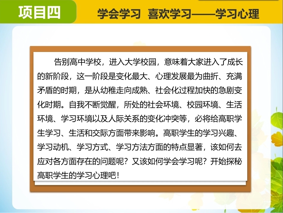 大学生心理健康：学会学习喜欢学习——学习心理PPT教学课件.pptx_第3页