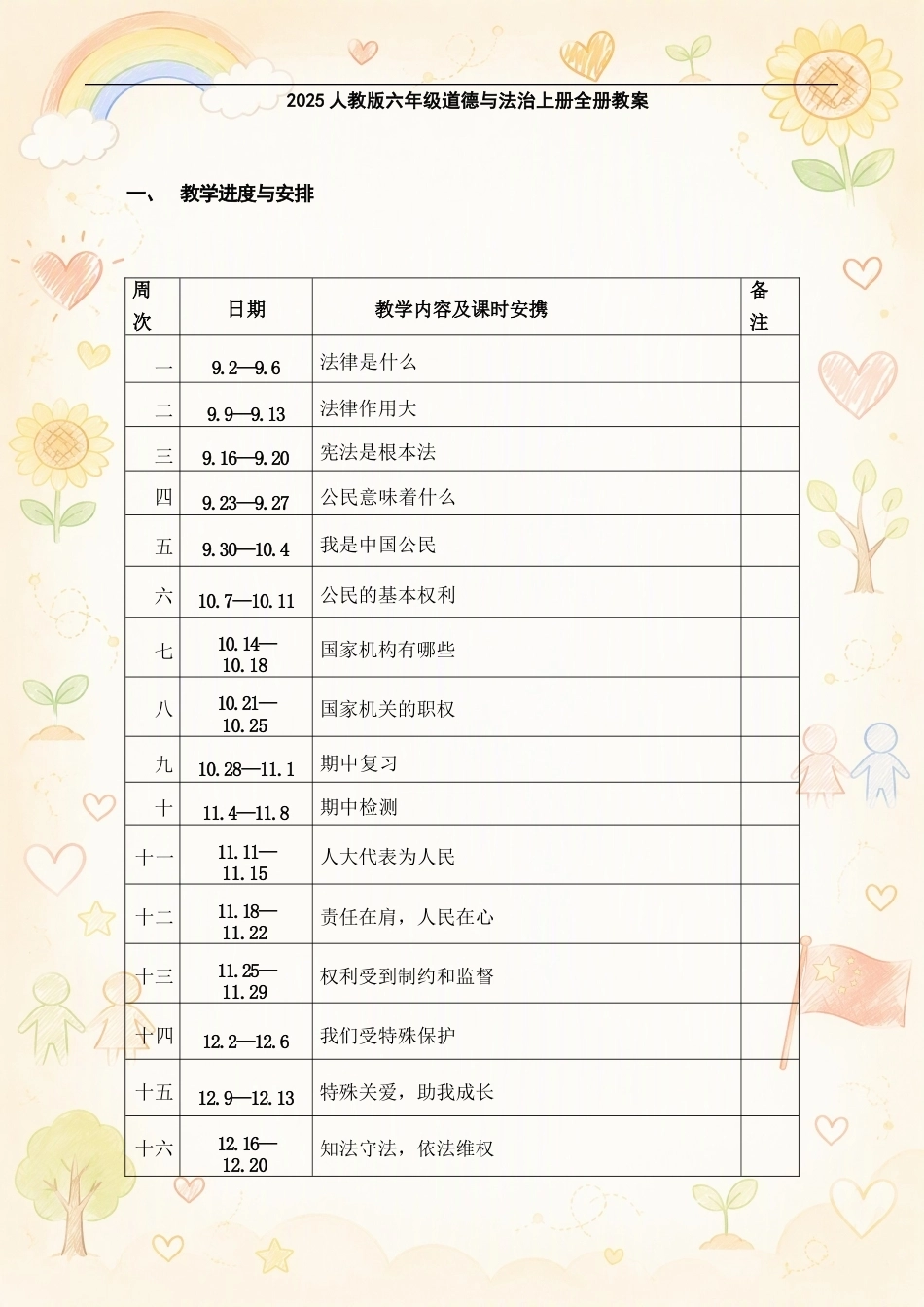 人教版小学道德与法治六年级上册全册教案合集（2025年）.docx_第2页
