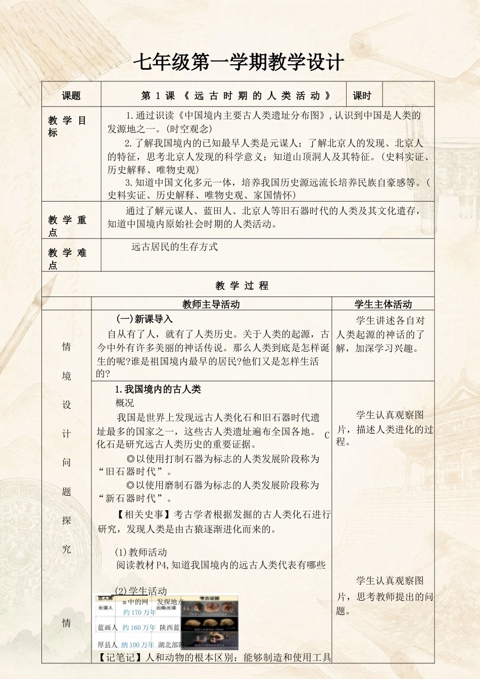 统编版初中历史七年级上册全册教学设计合集（2024—2025学年）.docx_第2页