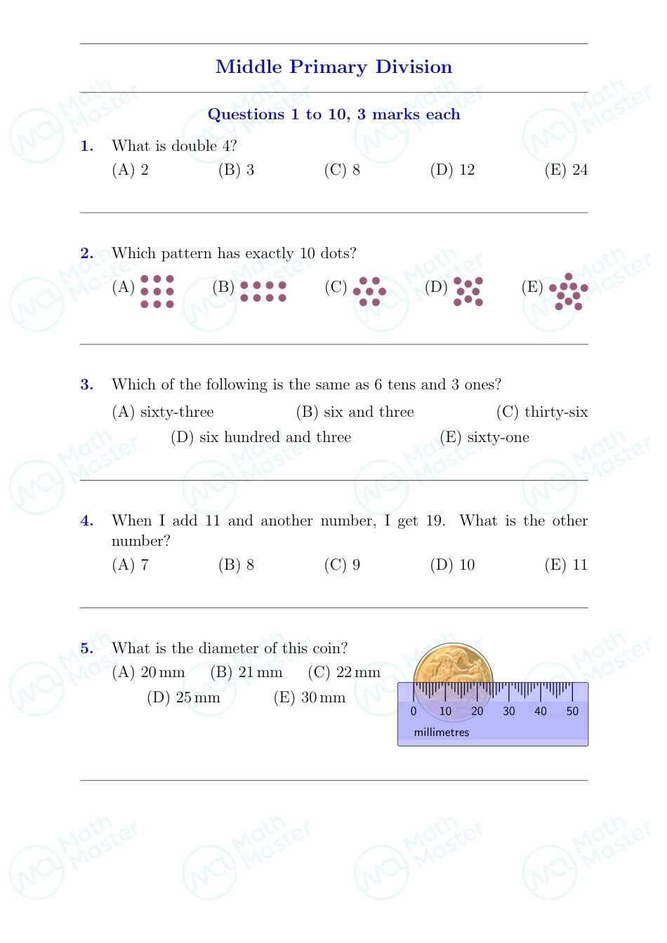 2018澳洲amc数学竞赛试题Middle Primary 2018.pdf_第2页