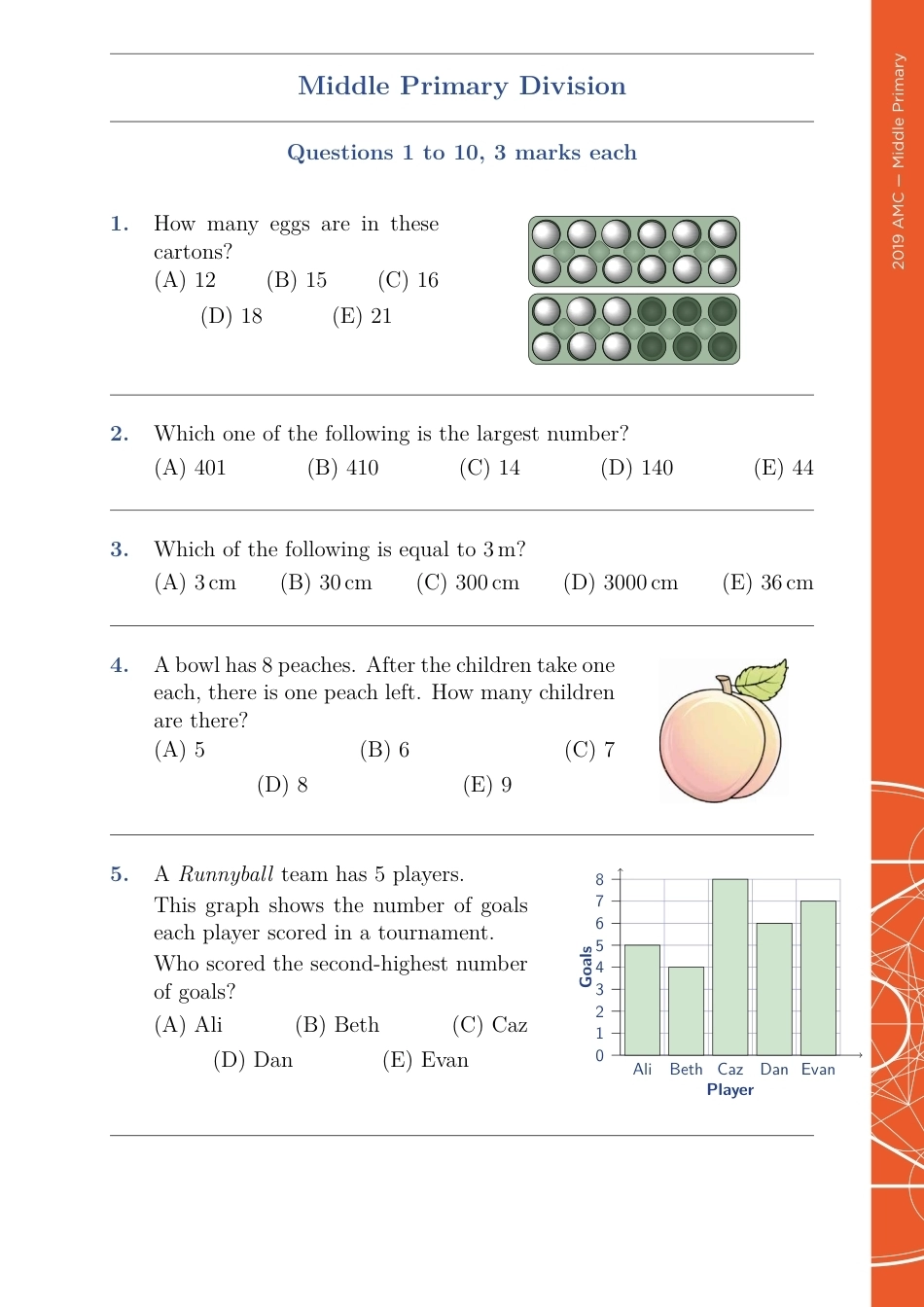 2019澳洲amc数学竞赛试题Middle Primary 2019.pdf_第2页