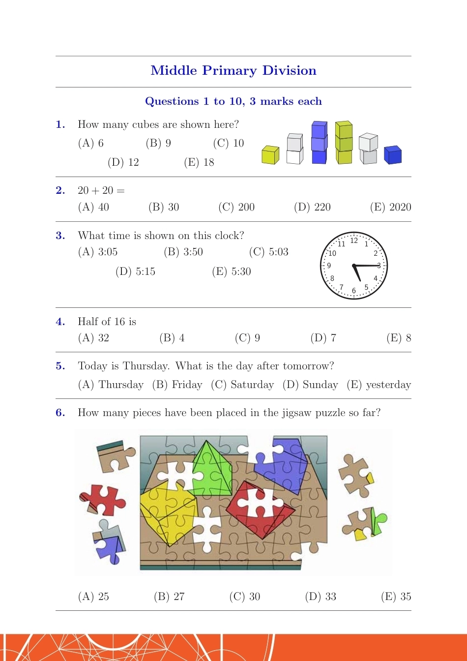 2020澳洲amc数学竞赛试题Middle Primary 2020.pdf_第2页