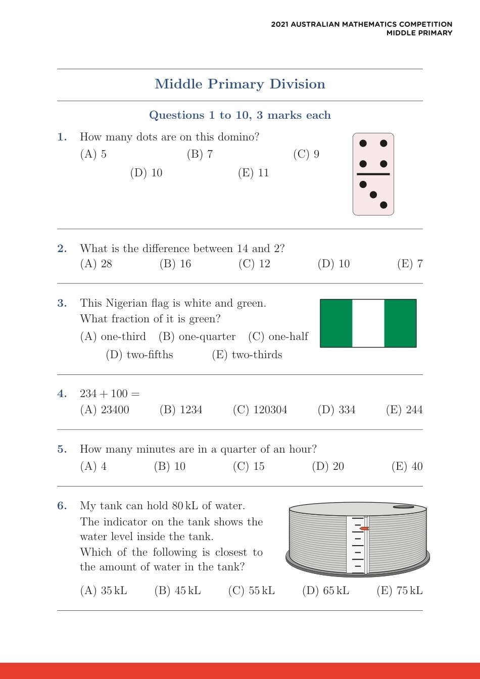 2021澳洲amc数学竞赛试题Middle Primary 2021.pdf_第2页