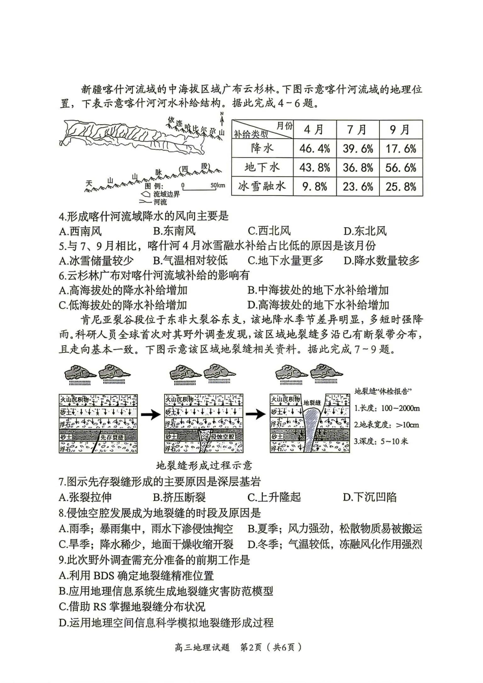 郴州市2027届高三第一次教学质量监测（一模）地理试卷（含答案）.pdf_第2页