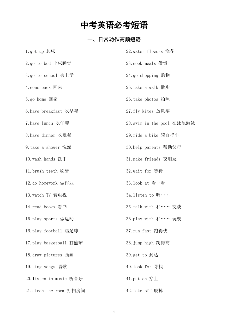 初中英语2027届中考必考短语（共三类599条）.doc_第1页