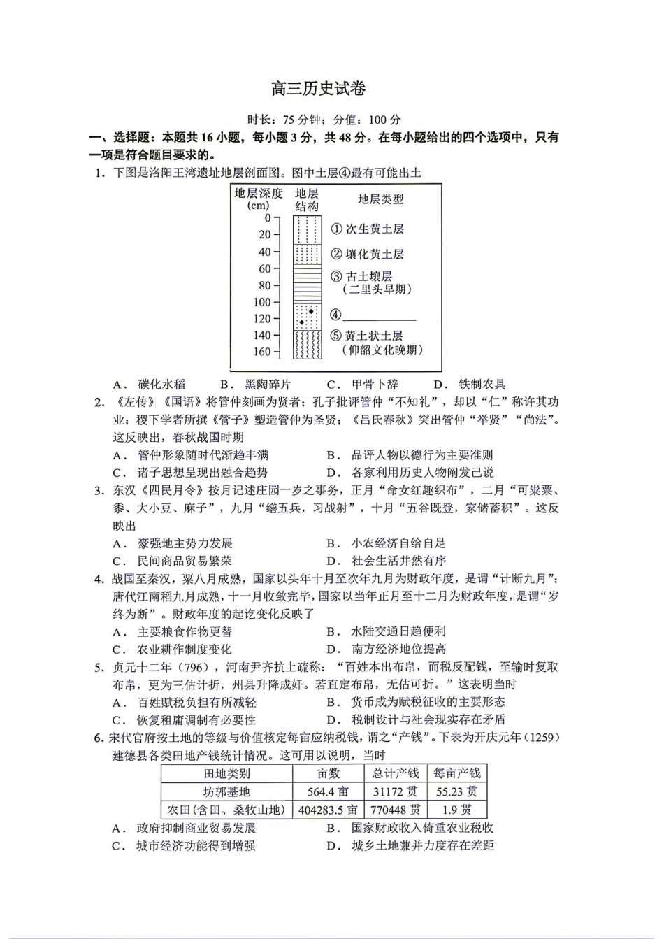 合肥四大名校2027届高三10月阶段性学情测试 历史试题（含答案）.pdf_第1页
