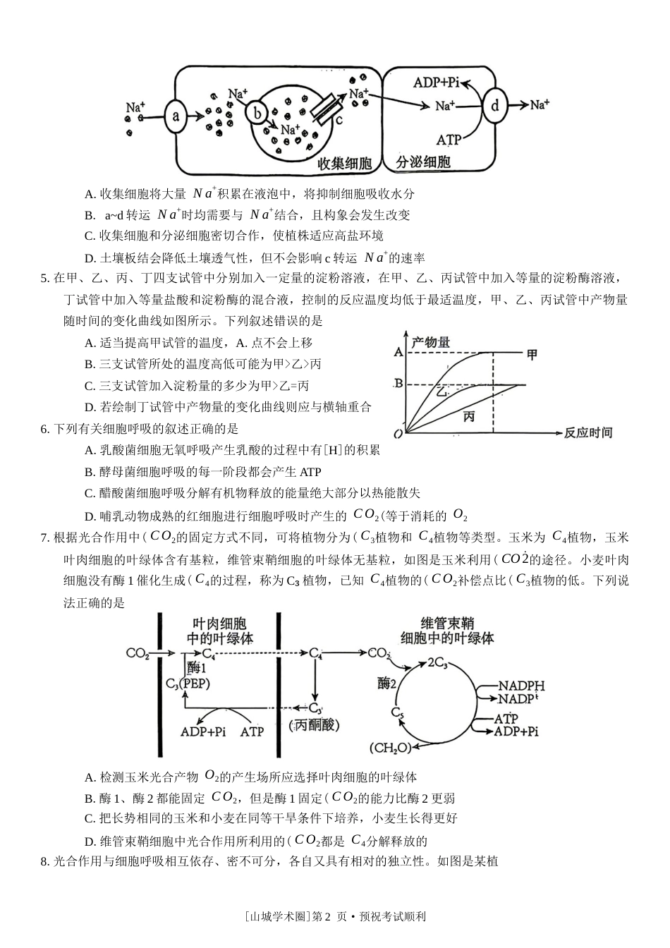 重庆市名校联盟（七校）2027届高三上期10月联考生物试（含答案）.docx_第2页
